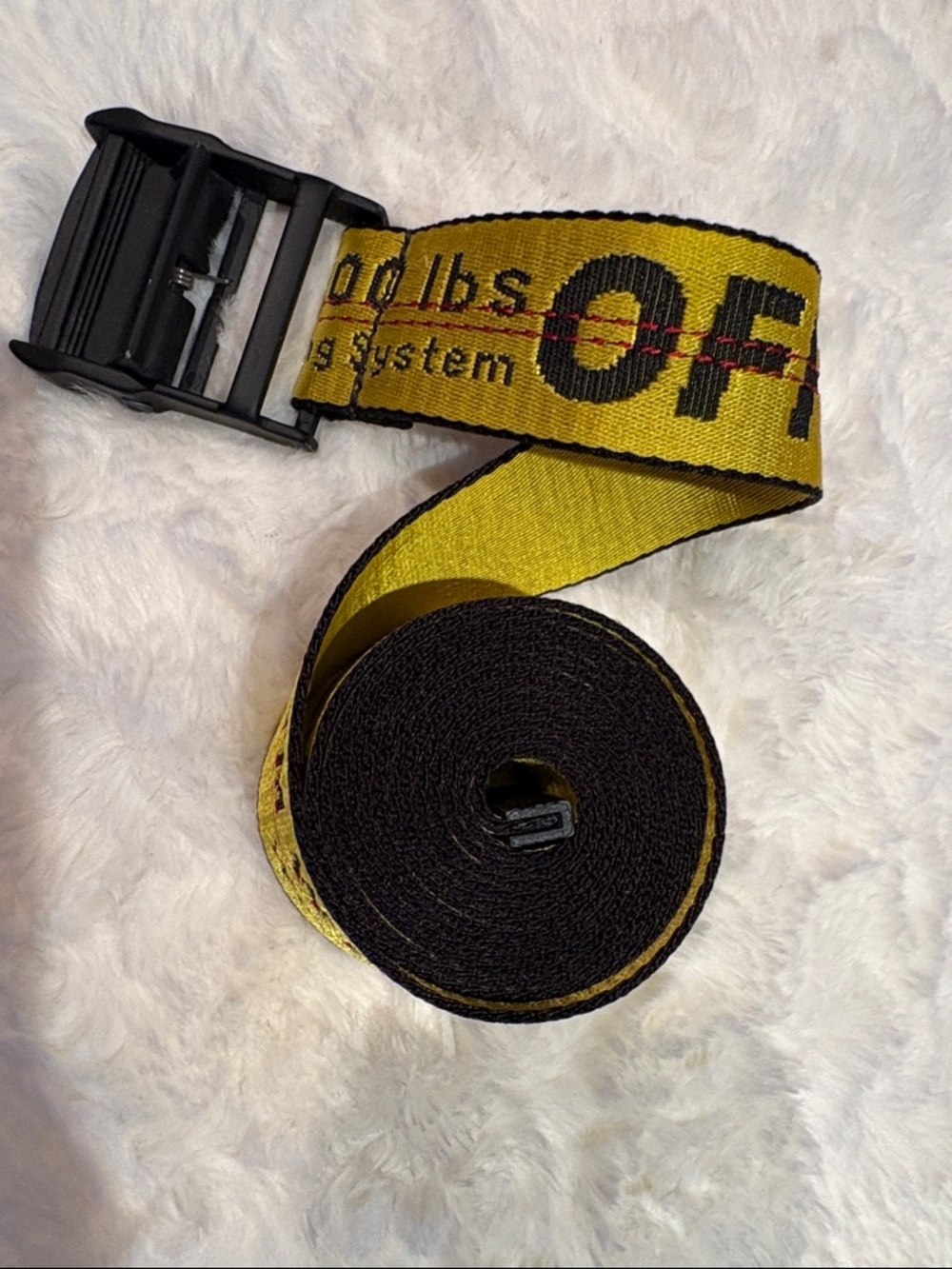 Off-White Yellow Industrial Web Belt with Black Buckle